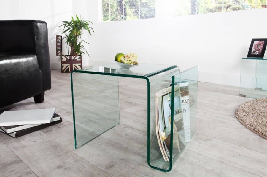 Invicta Interior Extravagante glazen salontafel FANTOME 50cm bijzettafel met opbergvak voor tijdschriften transparant 22860
