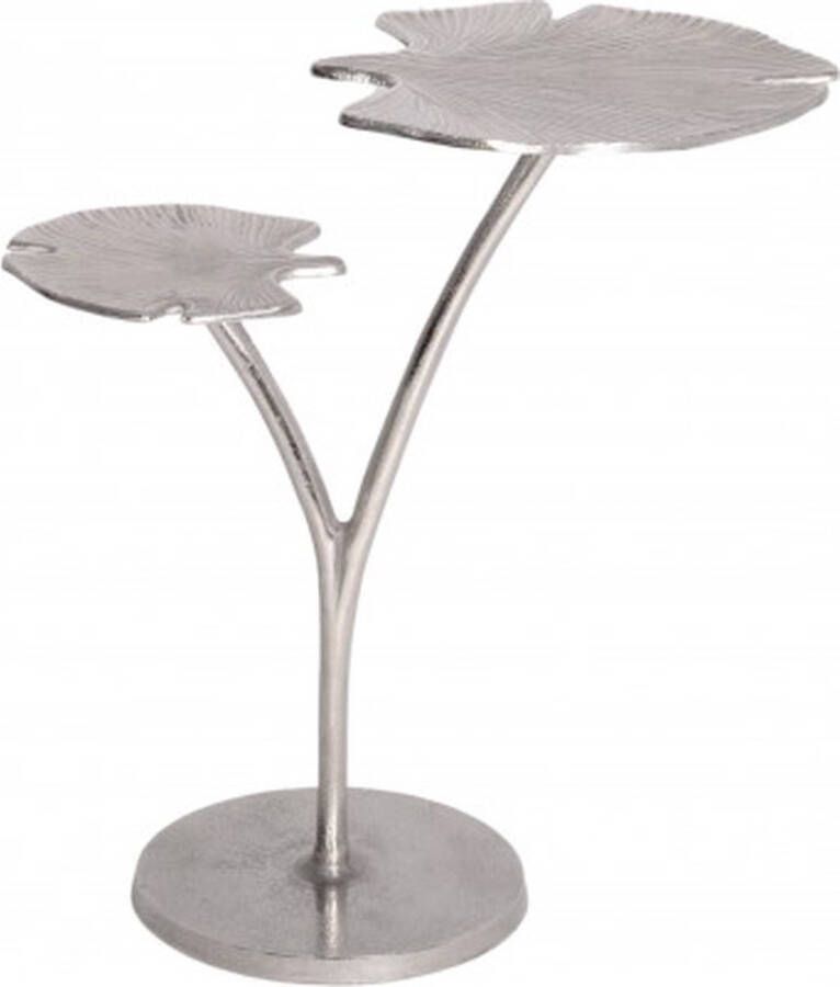 Invicta Interior Decoratieve bijzettafel GINKGO LEAFS 50cm zilver handgemaakt metaal 41788