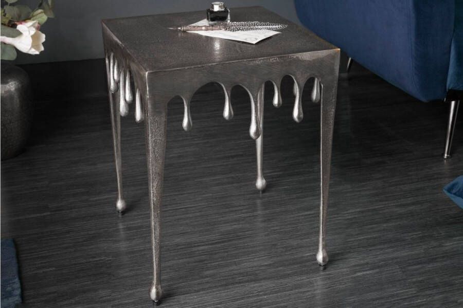 Invicta Interior Extravagante bijzettafel LIQUID LINE S 34cm zilver traandesign 40641