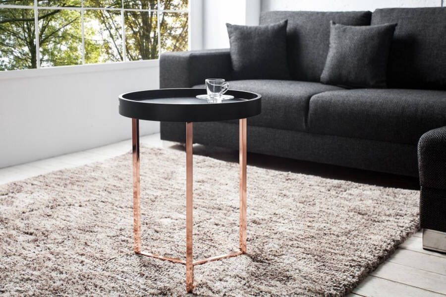 Invicta Interior Extravagante bijzettafel MODULAR 40cm mat zwart koper rond incl. dienblad 36716