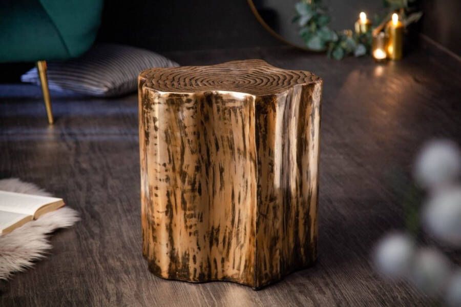 Invicta Interior Extravagante bijzettafel ORGANIC ORIENT 45cm goudkleurig metalen boomstamontwerp 40898