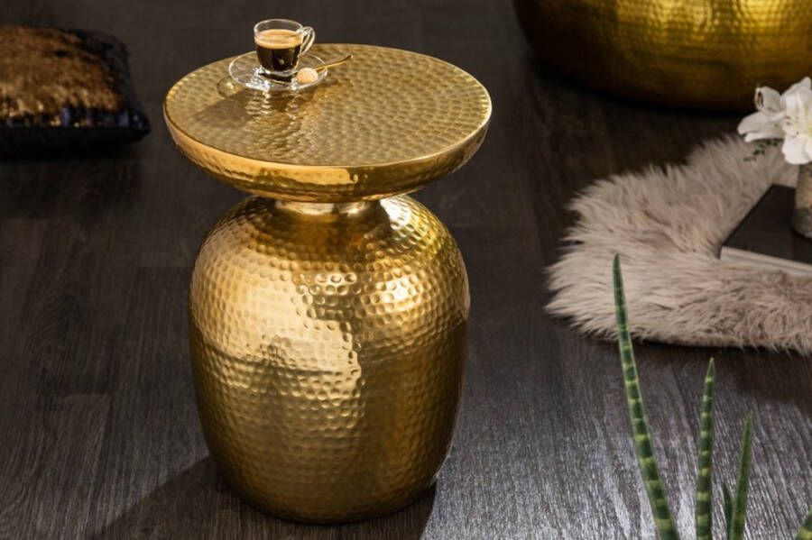 Invicta Interior Handgemaakte bijzettafel ORIENT 36cm goud gehamerd ontwerp 40236