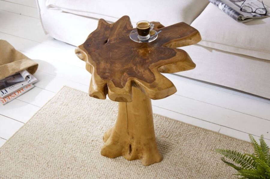Invicta Interior Massieve bijzettafel ROOT 60cm teak met jaarringen 38238