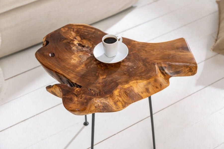 Invicta Interior Unieke bijzettafel WILD 40 cm teakhouten salontafel 36578