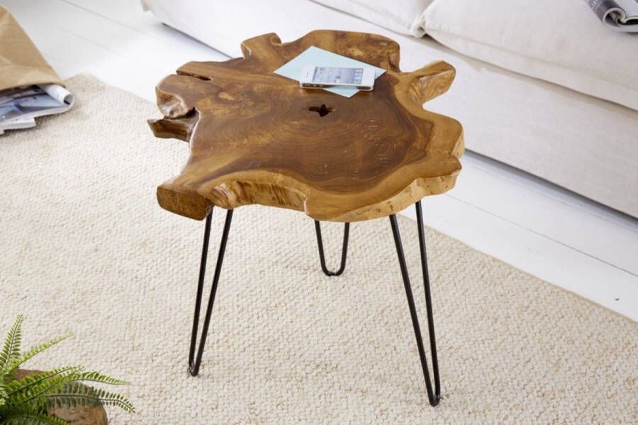 Invicta Interior Unieke bijzettafel WILD 50cm teakhouten salontafel 38243