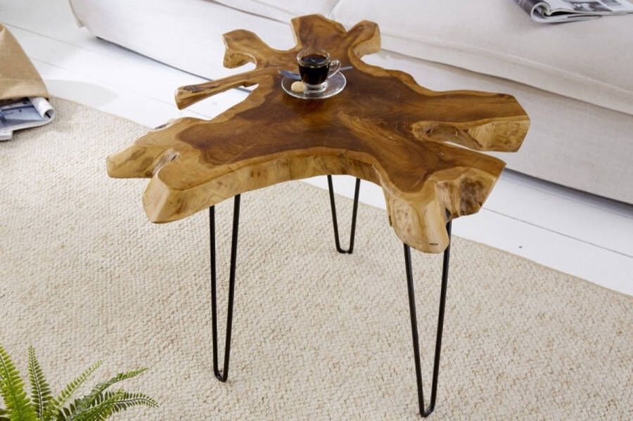 Invicta Interior Unieke bijzettafel WILD 60 cm teakhouten salontafel 38242