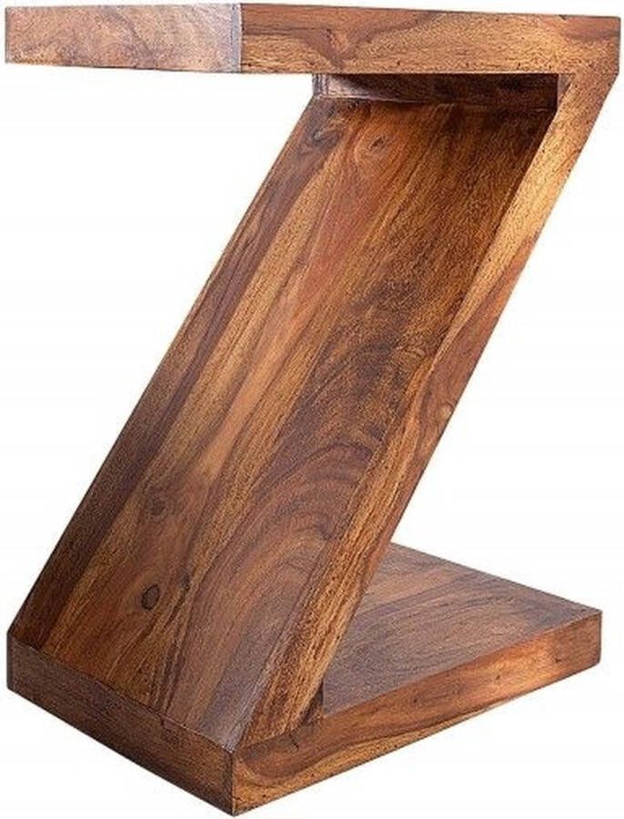 Invicta Interior Massief houten bijzettafel Z 45cm Sheesham steenafwerking Z-vorm unieke korrel 35087