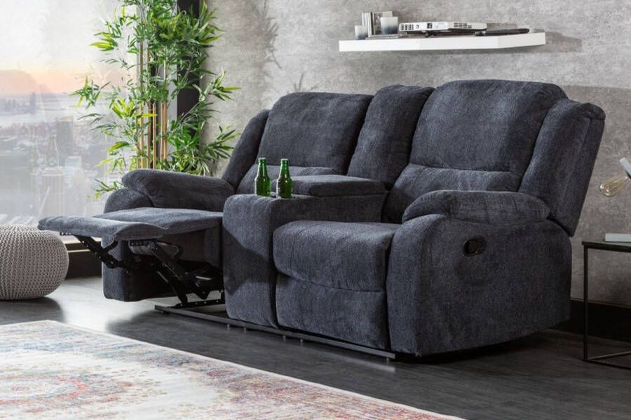 Invicta Interior Exclusieve 2-zits bioscoopfauteuil HOLLYWOOD donkergrijze tv-fauteuil met bekerhouder 39979