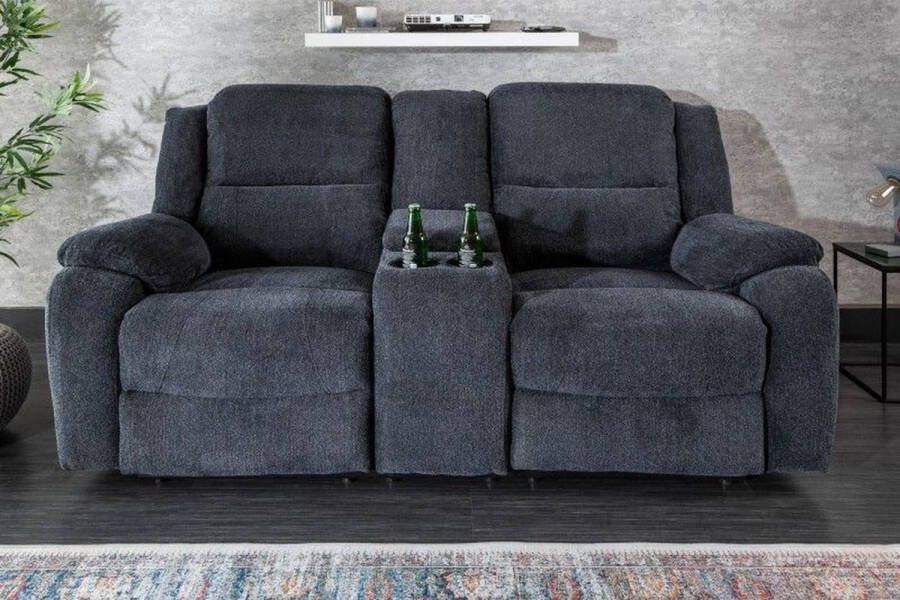 Invicta Interior Exclusieve 2-zits bioscoopfauteuil HOLLYWOOD donkergrijze tv-fauteuil met bekerhouder 39979