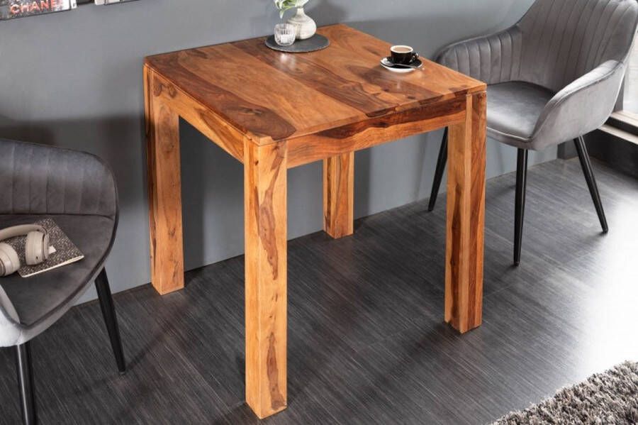 Invicta Interior Massief houten eettafel PURE 70cm bistrotafel met natuurlijke Sheesham steenafwerking vierkant 36746