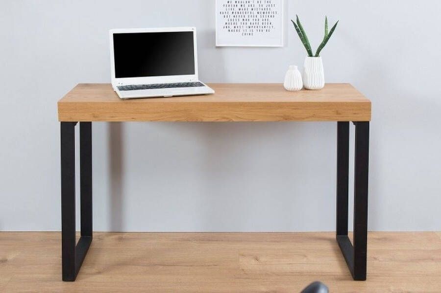 Invicta Interior Design console OAK DESK 120cm eiken vintage metalen frame bureau 38429