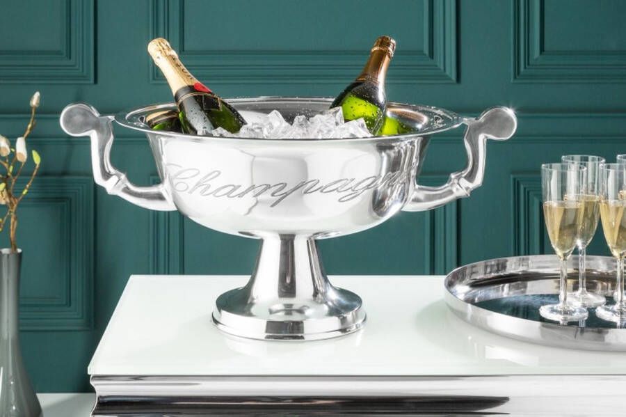 Invicta Interior Elegant design champagnekoeler CHAMPAGNE 40cm gepolijst zilveren flessenkoeler 36380