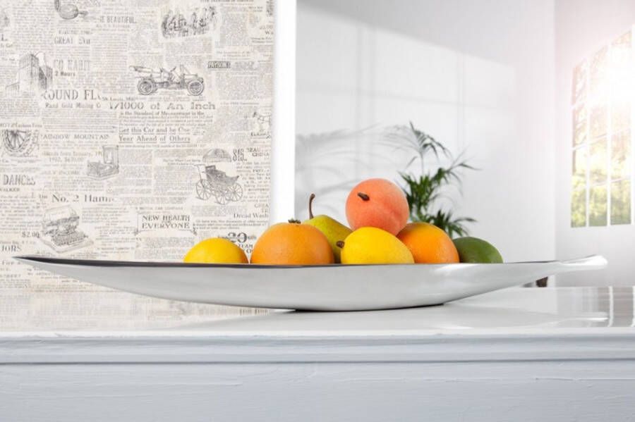 Invicta Interior Handgemaakte decoratieve kom SILVER LEAF 60cm zilver aluminium 17370