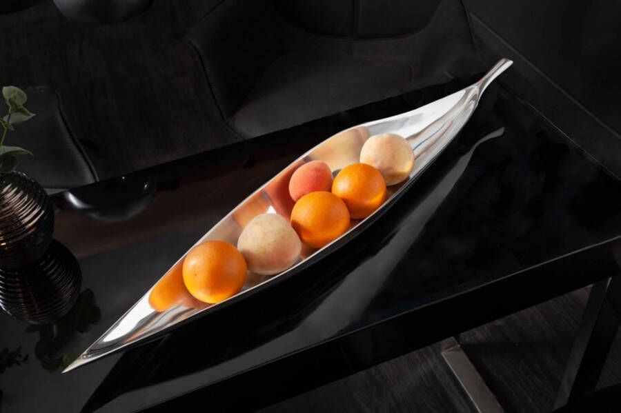 Invicta Interior Handgemaakte decoratieve kom SILVER LEAF 80cm zilver aluminium 17369