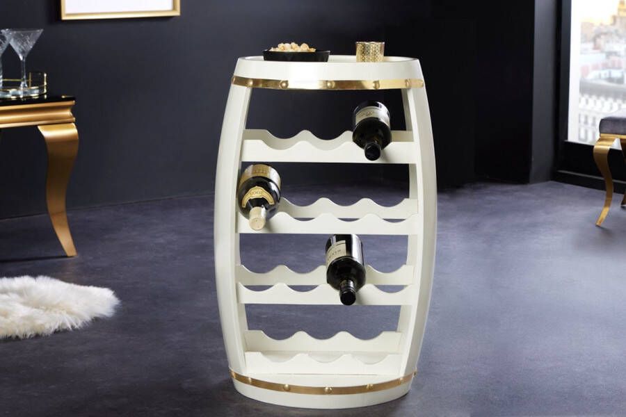 Invicta Interior Design wijnvat BODEGA WIT 65cm witgoud grenen flessenrek 14 flessen 43563