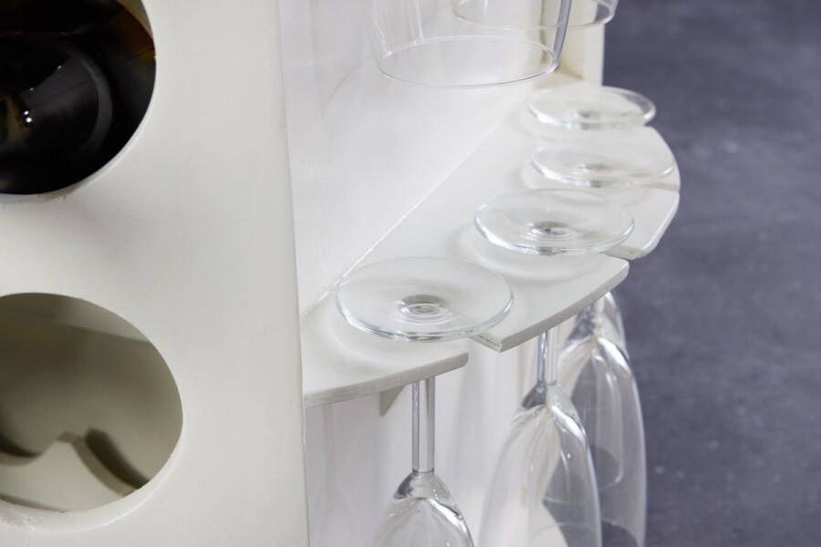 Invicta Interior Design wijnvat BODEGA WIT 70cm witgoud grenen flessenglashanger 43562