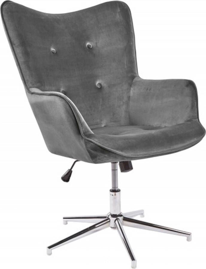 Invicta Interior Design fauteuil MR. LOUNGER grijs chroom fluweel in hoogte verstelbaar draaibaar retro 39511