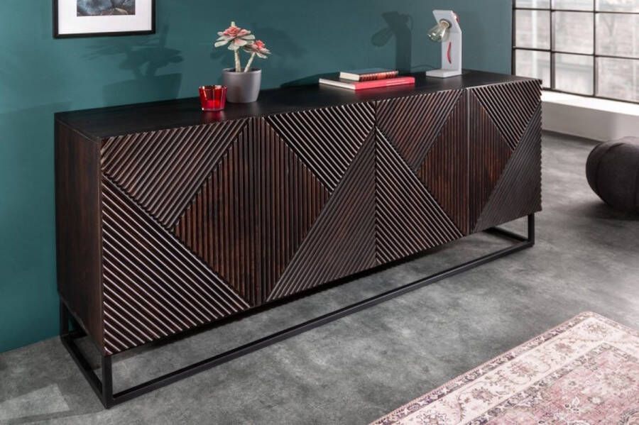 Invicta Interior Massief dressoir CREATIVO 177 cm mangohout gedetailleerd retro-design aan de voorkant 40049
