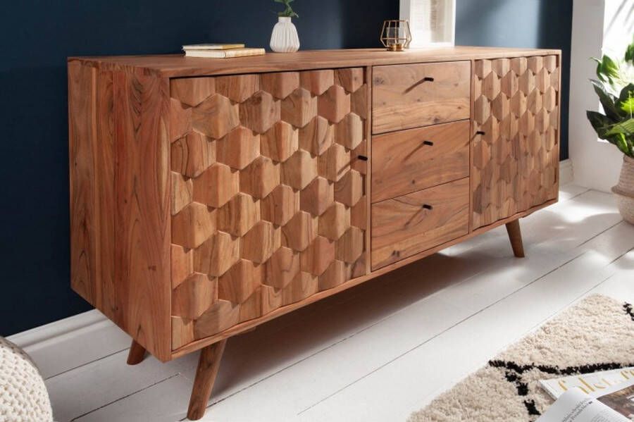 Invicta Interior Massief dressoir MYSTIC LIVING 145cm natuurlijk acacia 3D oppervlak massief hout 38420