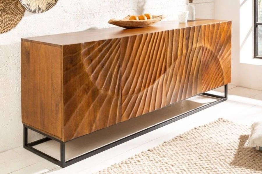 Invicta Interior Massief dressoir SCORPION 177cm bruin mangohout gedetailleerd 3D-houtsnijwerk 40182