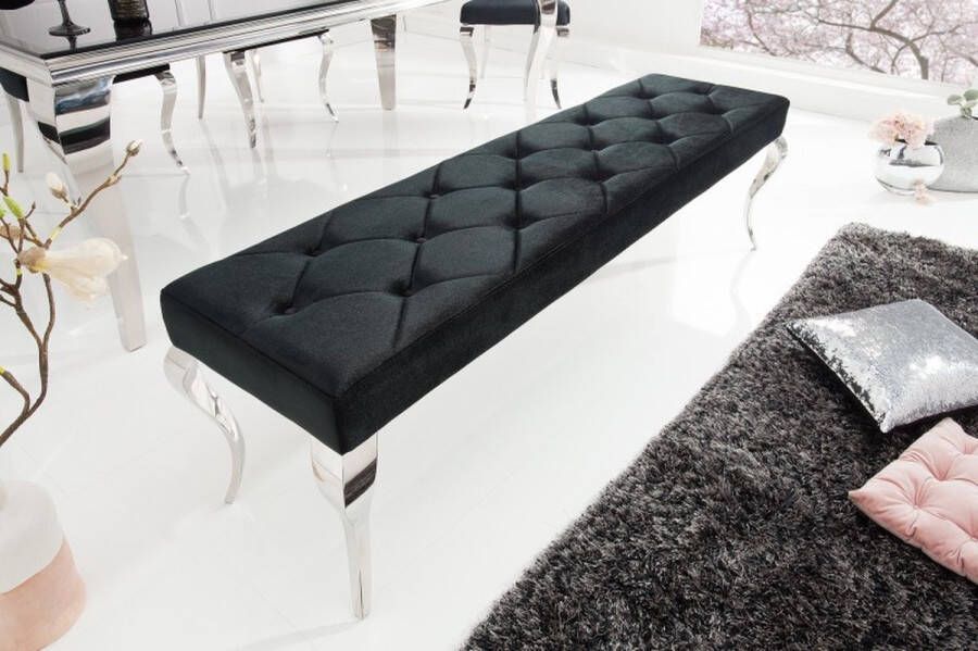Invicta Interior Elegante bank MODERN BAROK 172cm zwart fluweel roestvrij staal 39160