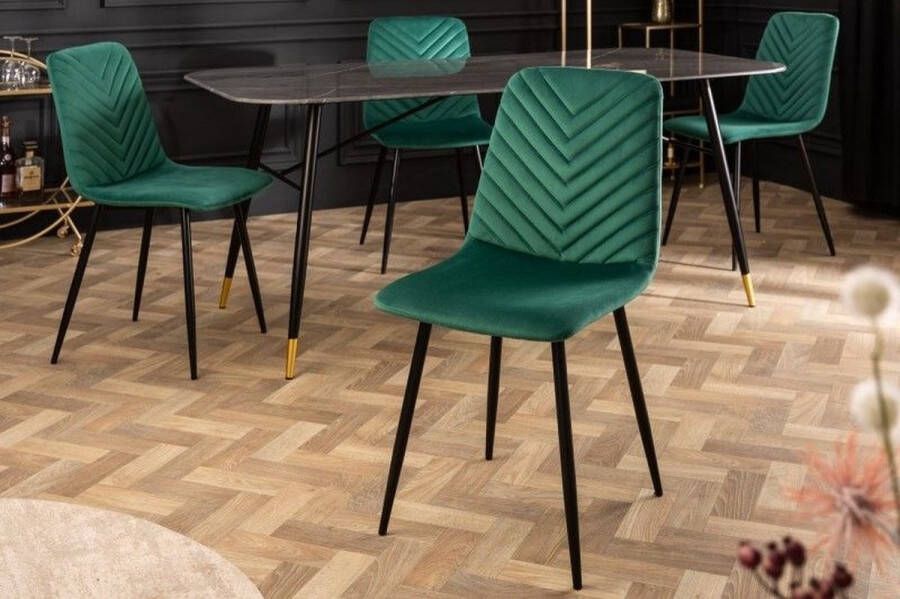Invicta Interior Design stoel AMAZONAS fluweelgroen met decoratieve stiksels 40848