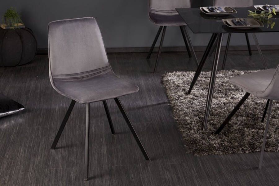 Invicta Interior Retro stoel AMSTERDAM CHAIR donkergrijs fluweel design klassieker 39920