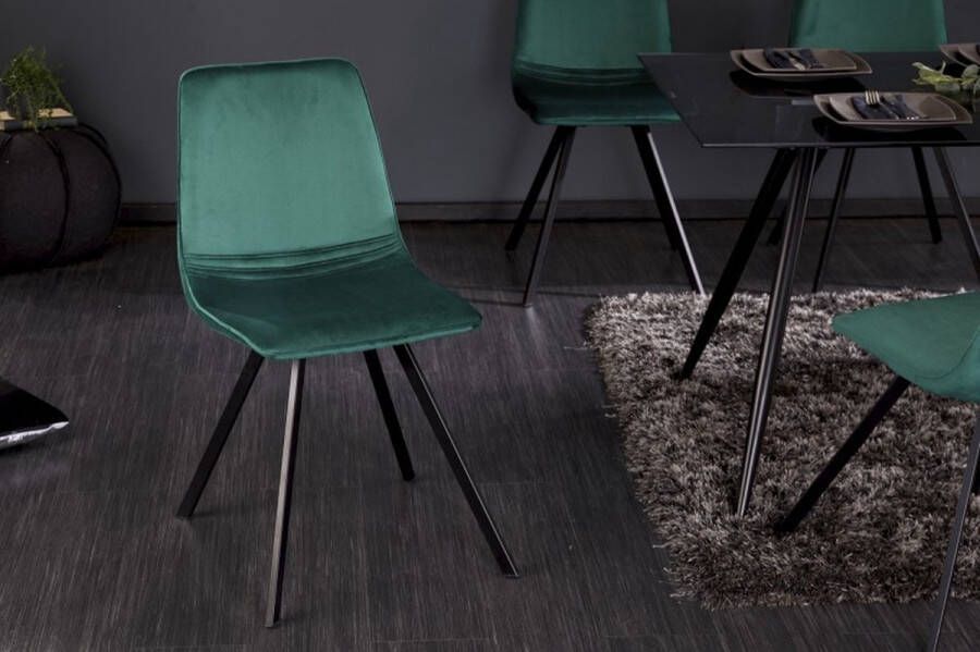 Invicta Interior Retro stoel AMSTERDAM STOEL smaragdgroen fluweel design klassieker 39918
