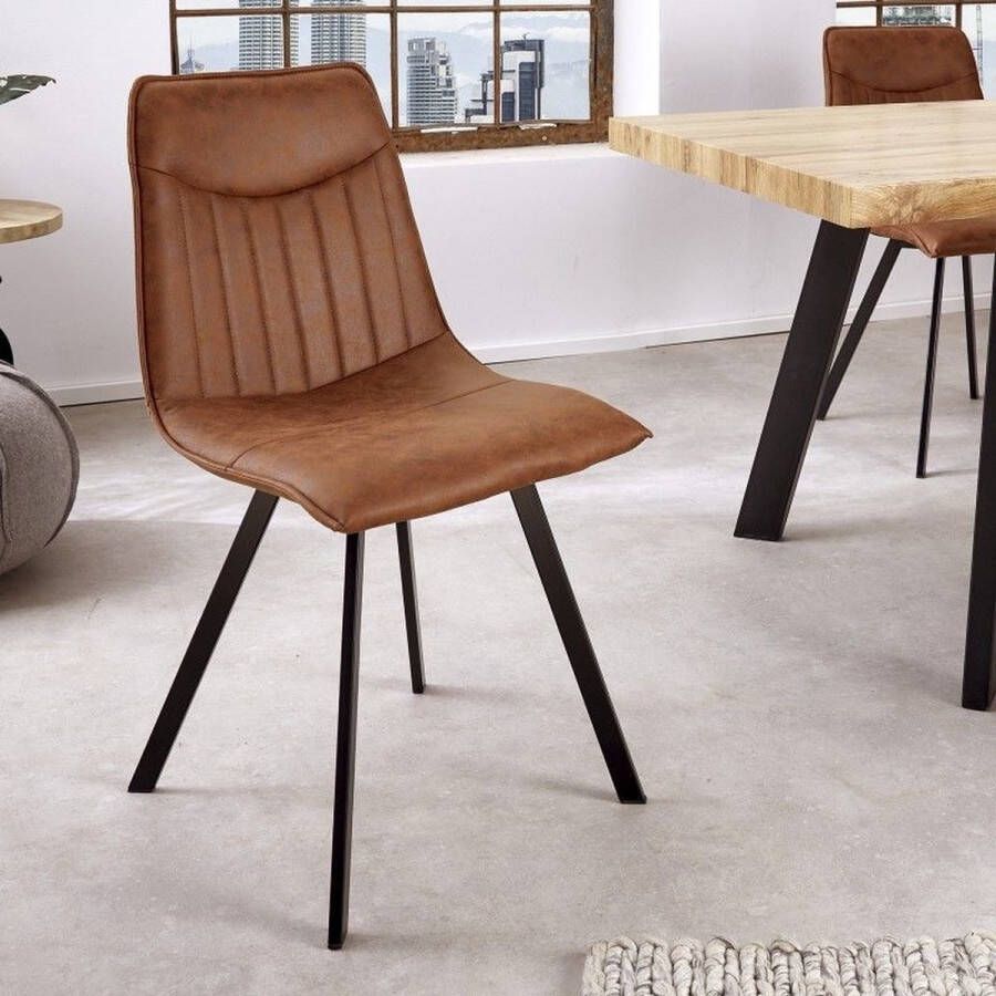 Invicta Interior Design stoel ASTON vintage bruin met decoratieve quilting retro stijl 41402