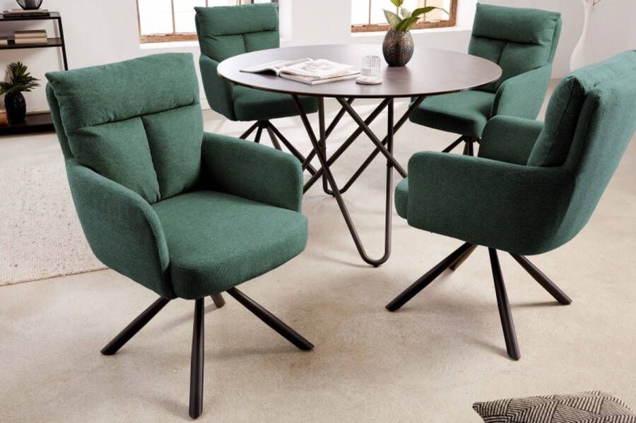 Invicta Interior Draaibare retro stoel BIG GEORGE groen met armleuningen en Bonnell veerkern bekleding 42084