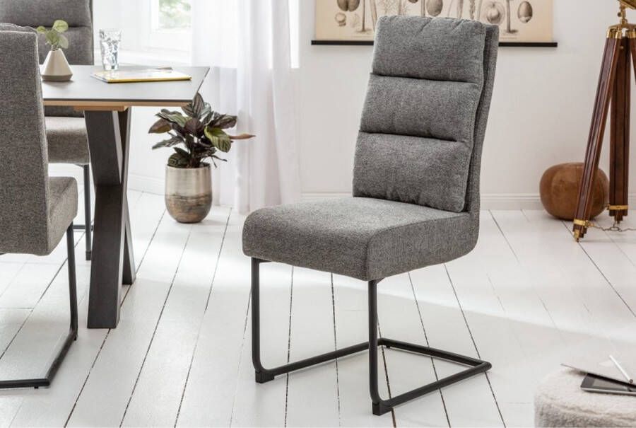 Invicta Interior Moderne sledestoel COMFORT vintage grijs met zwart metalen frame 40461