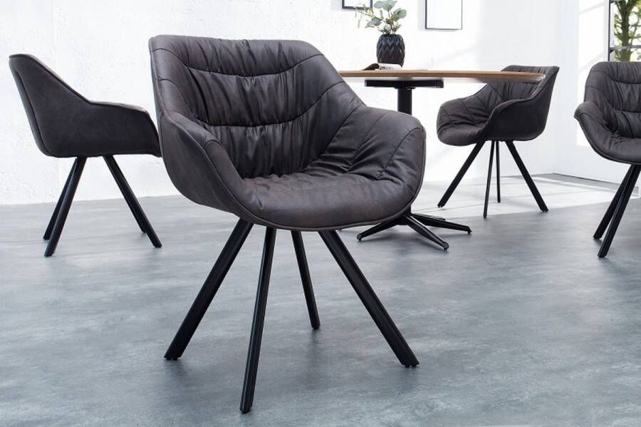 Invicta Interior Design stoel THE DUTCH COMFORT antiek grijze retrostijl met armleuningen 37610