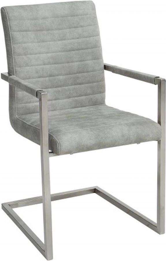 Invicta Interior industrieele sledestoel LOFT steengrijs met armleuning RVS frame 38497