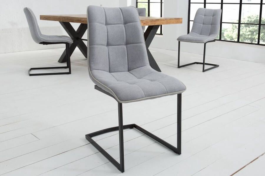 Invicta Interior Design sledestoel MIAMI lichtgrijs metalen frame mat zwart 38500