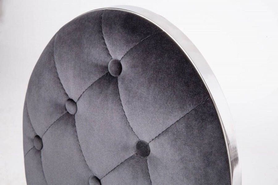 Invicta Interior Elegante stoel MODERN BAROQUE zwart fluweel met knopen roestvrijstalen poten 37354