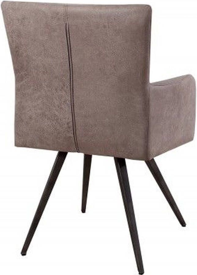 Invicta Interior Retro design stoel ROADSTER Retro antiek grijs taupe met armleuningen 37318