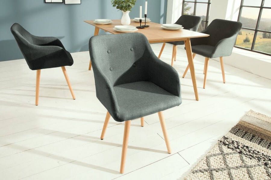 Invicta Interior Retro design stoel SCANDINAVIA MEISTERSTÜCK grijs met armleuning 36823