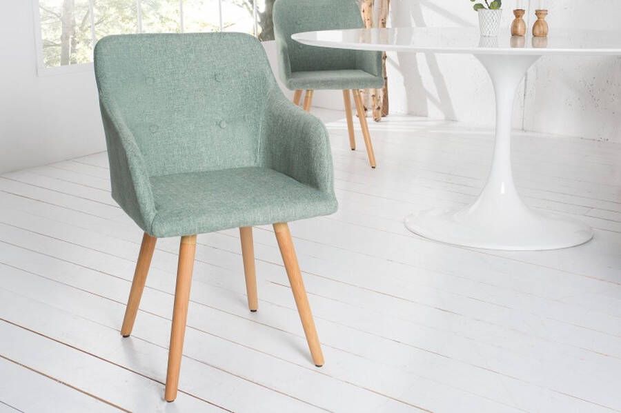 Invicta Interior Retro design stoel SCANDINAVIA MEESTERSTUK groen met armleuning 36827