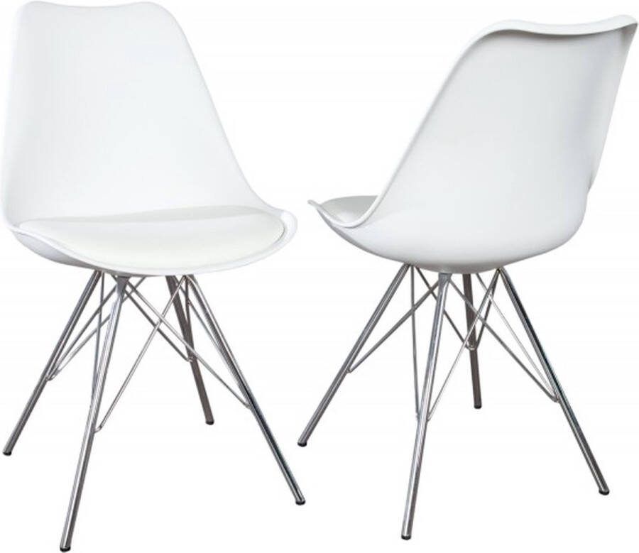 Invicta Interior Retro stoel SCANDINAVIA MEESTERSTUK wit met verchroomd stoelframe 35784