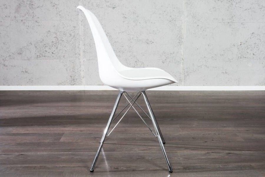Invicta Interior Retro stoel SCANDINAVIA MEESTERSTUK wit met verchroomd stoelframe 35784