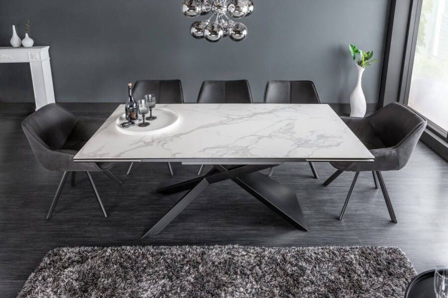 Invicta Interior Uitschuifbare eettafel EUPHORIA 180-220-260cm marmer wit keramiek gemaakt in Italie 40122