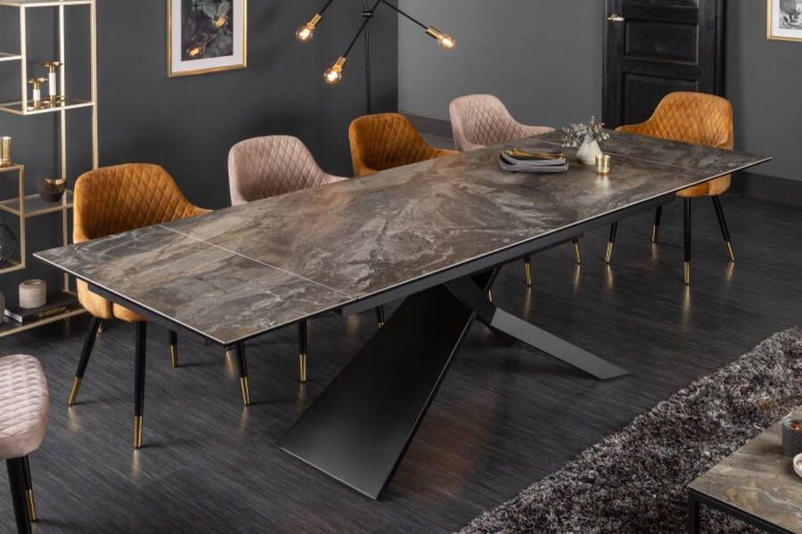 Invicta Interior Uitschuifbare eettafel EUPHORIA 180-220-260cm taupe antraciet keramiek gemaakt in Italie 40644