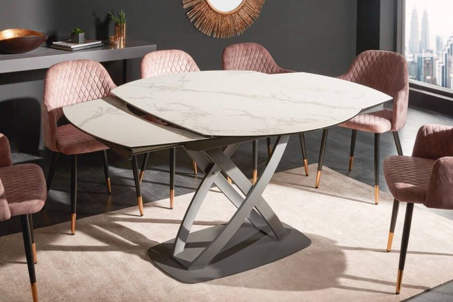 Invicta Interior Uitschuifbare eettafel INCEPTION 130-190cm marmer wit keramiek gemaakt in Italie 41450