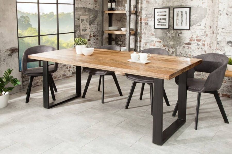 Invicta Interior Massieve eettafel IRON CRAFT 200cm natuurlijk mangohout ijzeren sledeonderstel industrieel design 38660