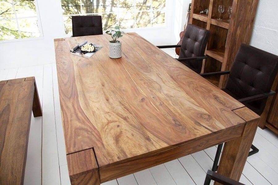 Invicta Interior Massief houten eettafel MAKASSAR 160cm naturel sheesham gelakt rechthoekig 39362