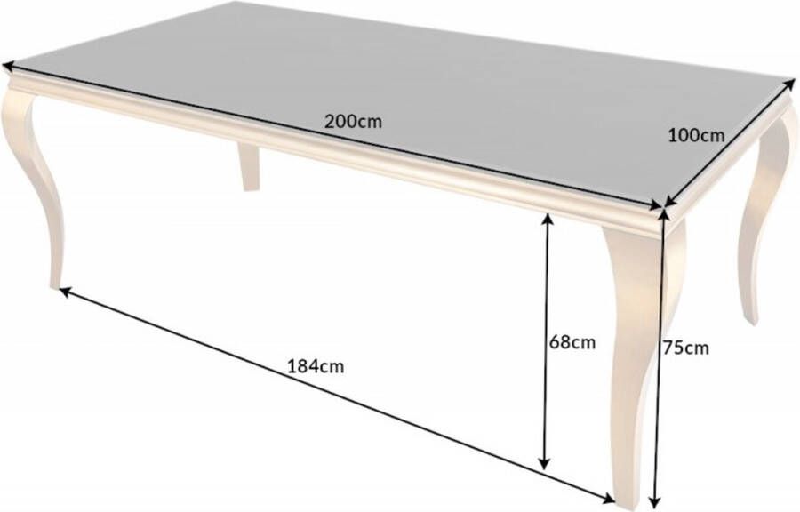 Invicta Interior Elegante design eettafel MODERN BAROK 200cm zwart goud roestvrij staal opaal glazen tafelblad 42313