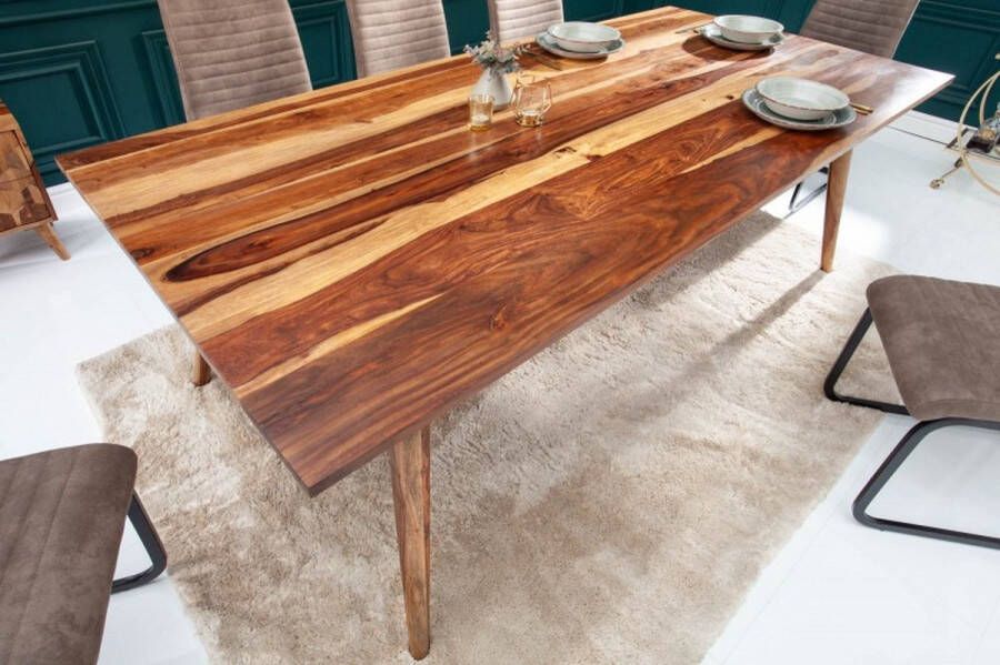 Invicta Interior Massief houten eettafel MYSTIC LIVING 200cm natuurlijke Sheesham steenafwerking retro design 38413