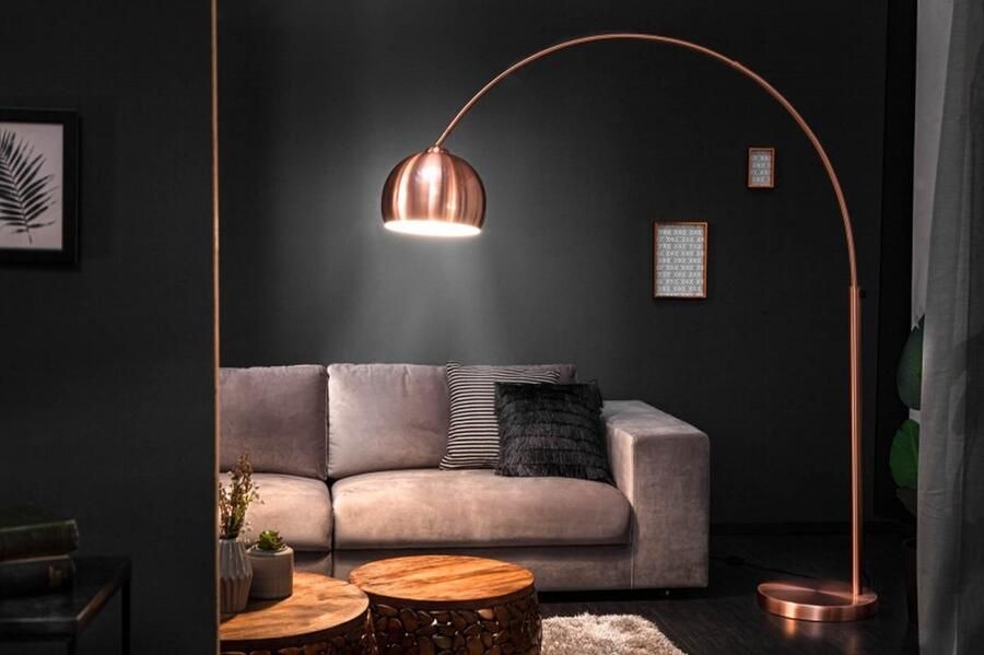 Invicta Interior Uitschuifbare booglamp LOUNGE DEAL 170-210cm koperen vloerlamp 21599