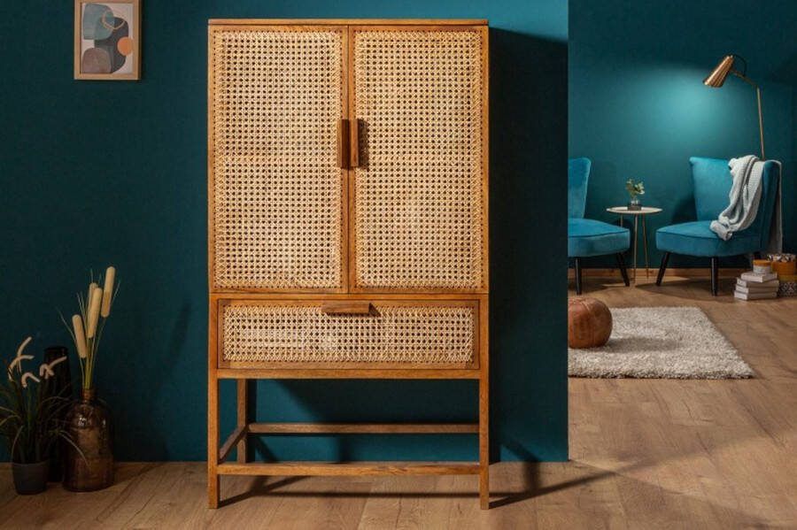 Invicta Interior Massief dressoir BAMBOO LOUNGE 140cm mangohout bamboe met Weens weefsel 39821