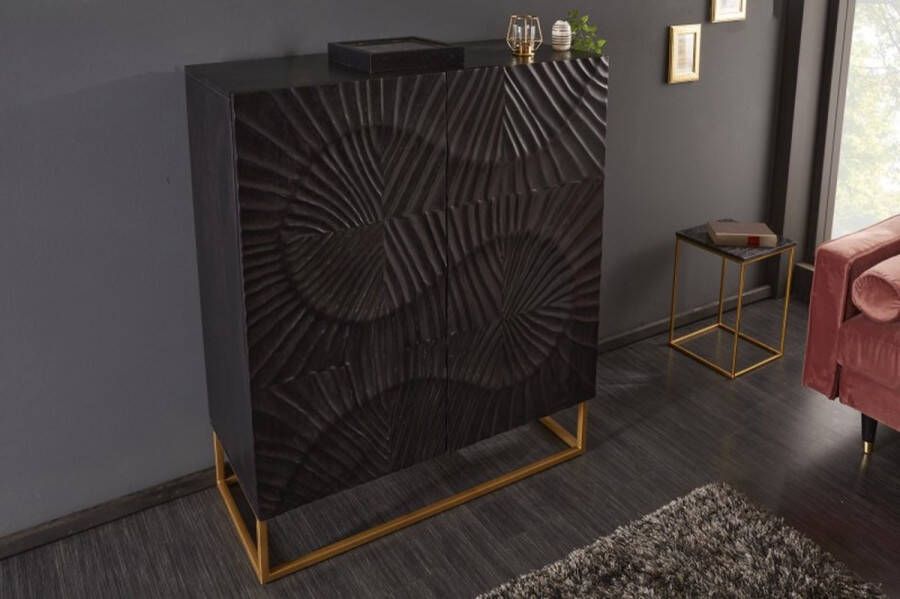Invicta Interior Massief dressoir SCORPION 120cm zwart mangohout met gedetailleerde 3D-gravures 39910